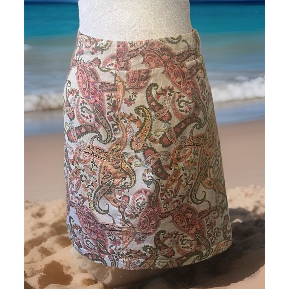 Tommy Bahama Women’s Multicolor Pink Paisley Lined Pencil Skirt Side Zip Sz 8